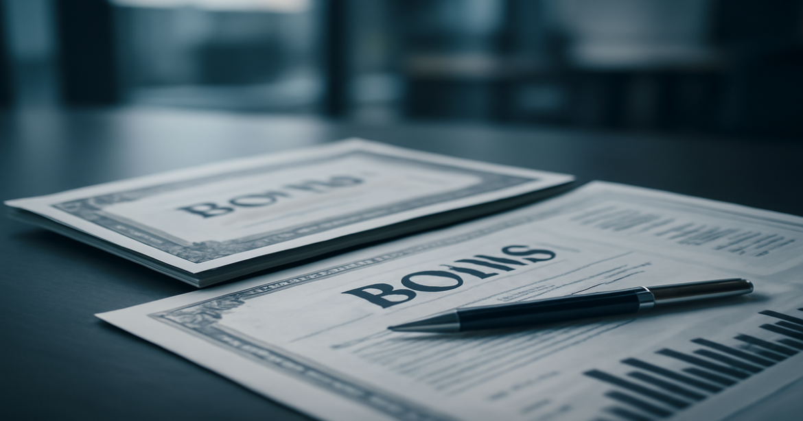 Explore вложение в облигации with this professional image of financial documents and bonds.